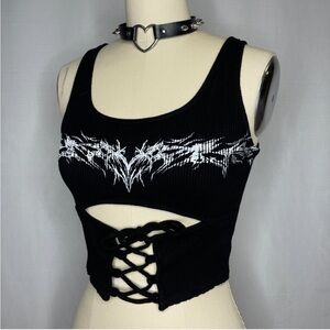 Black Grunge Graphic Tank Top